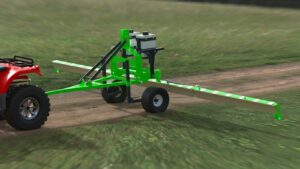 Fentech Agri Weedswiper herbicide applicator mounted on 3-point linkage with foldable boom in operation on grassland